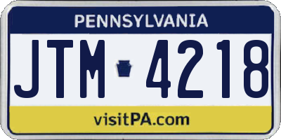 PA license plate JTM4218