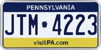 PA license plate JTM4223