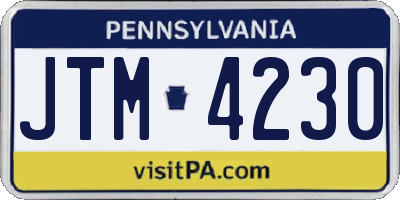 PA license plate JTM4230