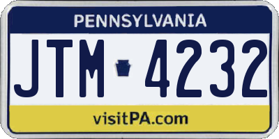PA license plate JTM4232