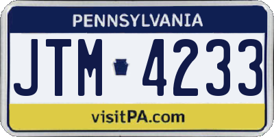 PA license plate JTM4233