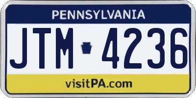 PA license plate JTM4236