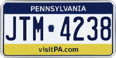 PA license plate JTM4238