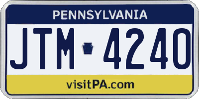 PA license plate JTM4240