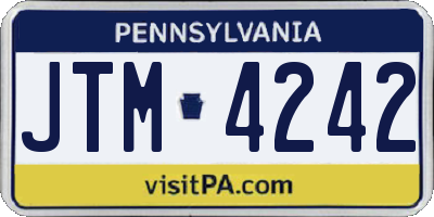 PA license plate JTM4242