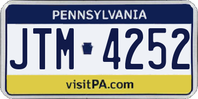 PA license plate JTM4252