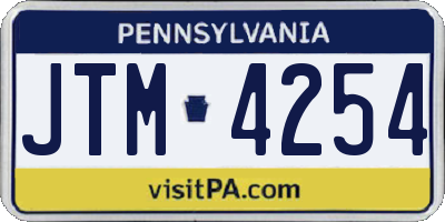 PA license plate JTM4254