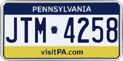 PA license plate JTM4258