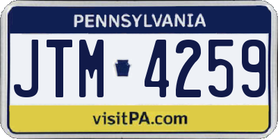 PA license plate JTM4259