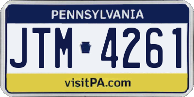PA license plate JTM4261