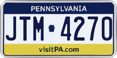 PA license plate JTM4270
