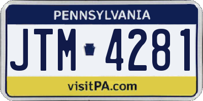 PA license plate JTM4281