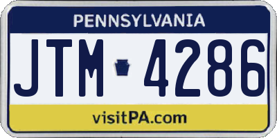 PA license plate JTM4286