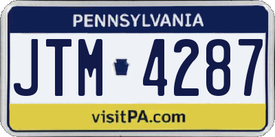 PA license plate JTM4287