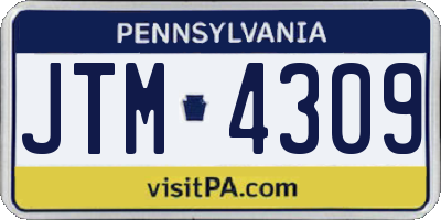 PA license plate JTM4309