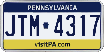PA license plate JTM4317