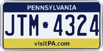 PA license plate JTM4324