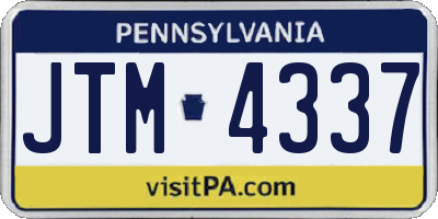 PA license plate JTM4337