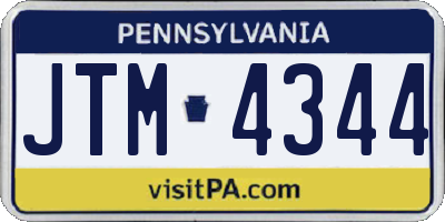 PA license plate JTM4344