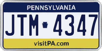 PA license plate JTM4347