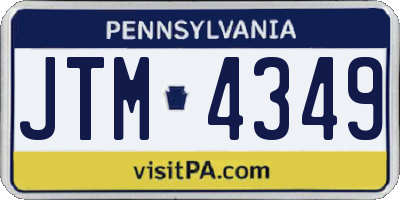 PA license plate JTM4349