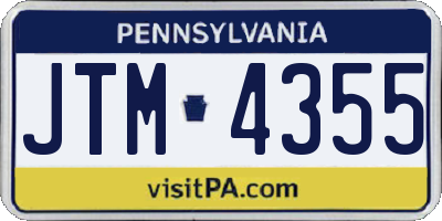 PA license plate JTM4355
