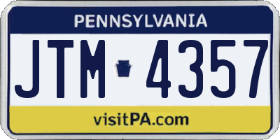 PA license plate JTM4357