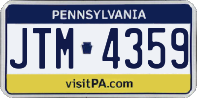 PA license plate JTM4359