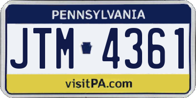 PA license plate JTM4361