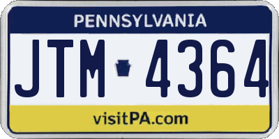 PA license plate JTM4364