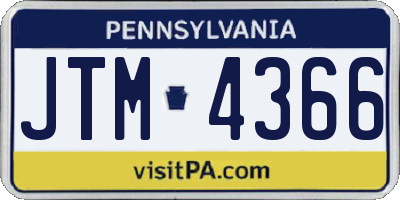 PA license plate JTM4366