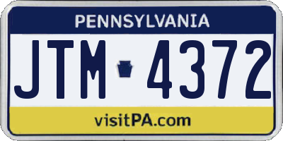 PA license plate JTM4372