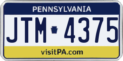 PA license plate JTM4375