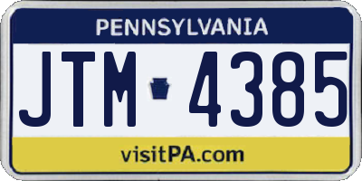 PA license plate JTM4385