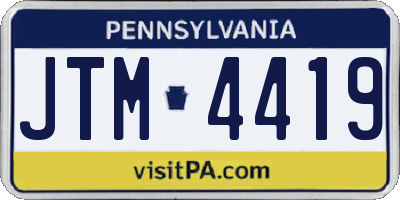 PA license plate JTM4419