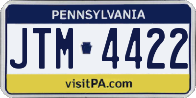 PA license plate JTM4422