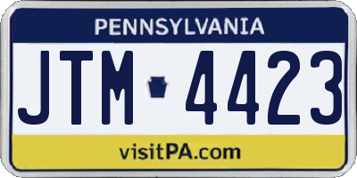 PA license plate JTM4423