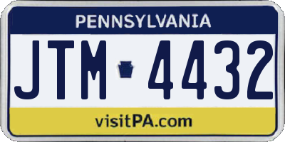 PA license plate JTM4432