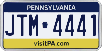 PA license plate JTM4441