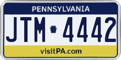 PA license plate JTM4442