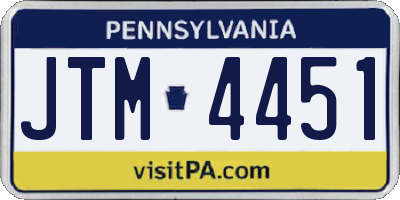 PA license plate JTM4451