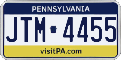 PA license plate JTM4455