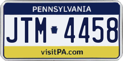 PA license plate JTM4458