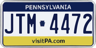 PA license plate JTM4472