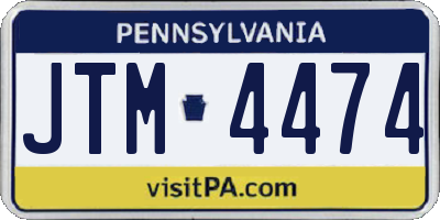 PA license plate JTM4474
