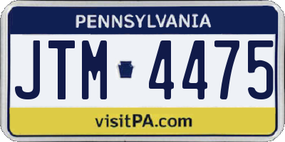 PA license plate JTM4475