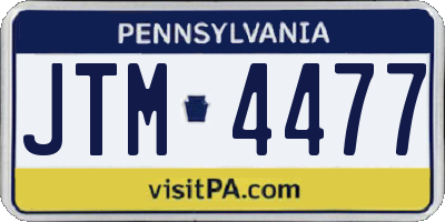 PA license plate JTM4477