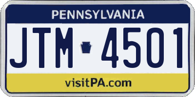 PA license plate JTM4501