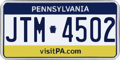 PA license plate JTM4502