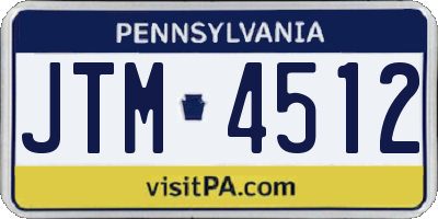 PA license plate JTM4512